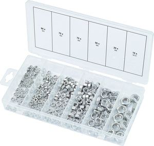 Stainless steel nuts assortment, metric, M3-M10, 300 pcs