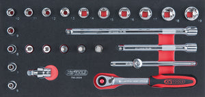 SCS CHROMEplus® Socket set, 3/8", 24 pcs, 1/3 system insert