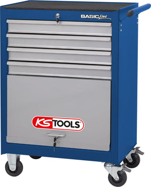BASICline tool cabinet, with 4 drawers, blue/silver