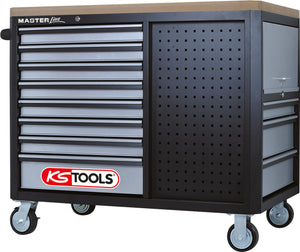 MASTERline tool cabinet with 11 drawers + 2 shelf parts black/silver