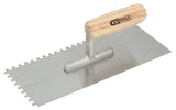 Notched trowel + wooden handle, 10x10mm