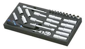 CHROMEplus spark plug service set 1/4"-1/2'', 27 pcs, 1/3 system insert