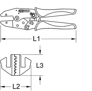 Crimping pliers for pin terminals, 6-16mm