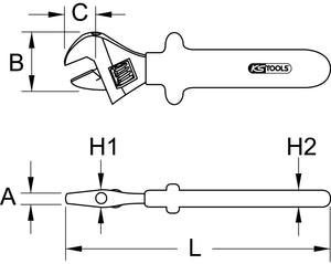 Rollgabelschlüssel mit Schutzisolierung, 31mm