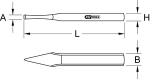 Cross chisel, flat, oval, 9x300mm