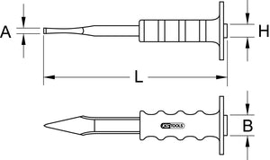 Kreuzmeißel mit Handschutzgriff, flach oval, 250mm