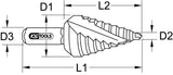 HSS stepped hole cutter, short, Ø 4-12mm, 9 steps