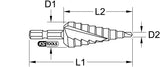 1/4" HSS TIN stepped hole cutter,Ø4-30mm, 14 steps