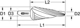 HSS cone cutter, spiral, Ø 5-31mm
