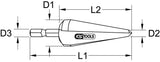 HSS TIN cone cutter, bit, Ø 5-20mm