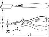 ESD long-nose pliers, curved, with cut, 140mm