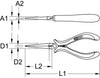 ESD long-nose pliers, straight, without cut, 130mm