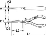 ESD long-nose pliers, straight, without cut, 130mm