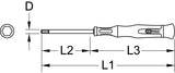 Tournevis de mécanique de précision ESD pour vis à six pans creux - avec tête sphérique, 2,0 mm