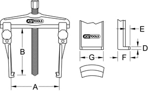 Schnellspann-Universal-Abzieher 2-armig schlank, 50-160mm