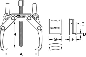 Universal 2 arm puller, 20-170mm