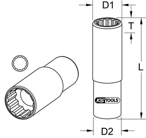 3/8" CHROMEplus® Douille spéciale pour bougies d'allumage aux parois fines, 14mm