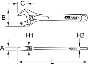 STAINLESS STEEL Adjustable wrench, 375mm